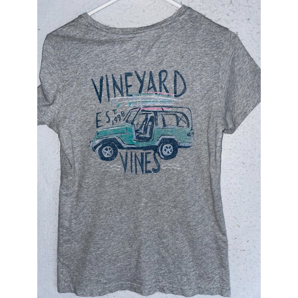 Vineyard Vines Shirt Women's XS Gray Short Sleeve Jeep USA Preppy Pocket Graphic